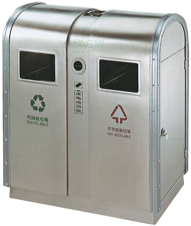 高鐵站砂紋鋼分類(lèi)環(huán)保垃圾桶